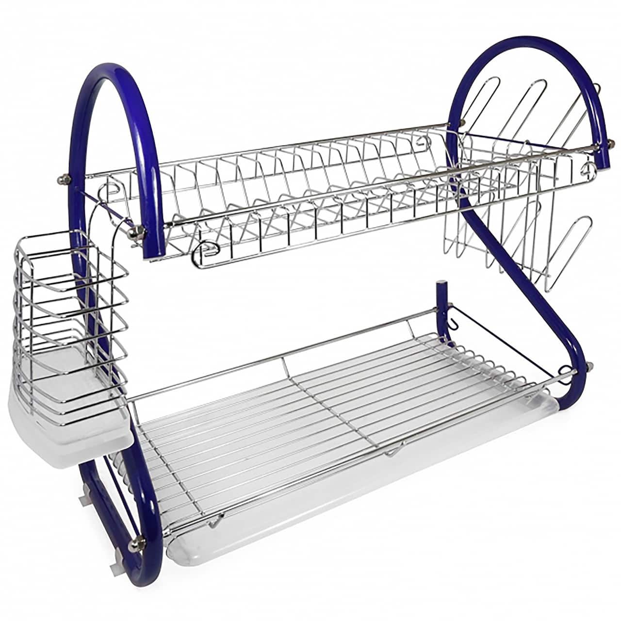 Better Chef Blue 2-Tier 16" Chrome Plated Dish Rack